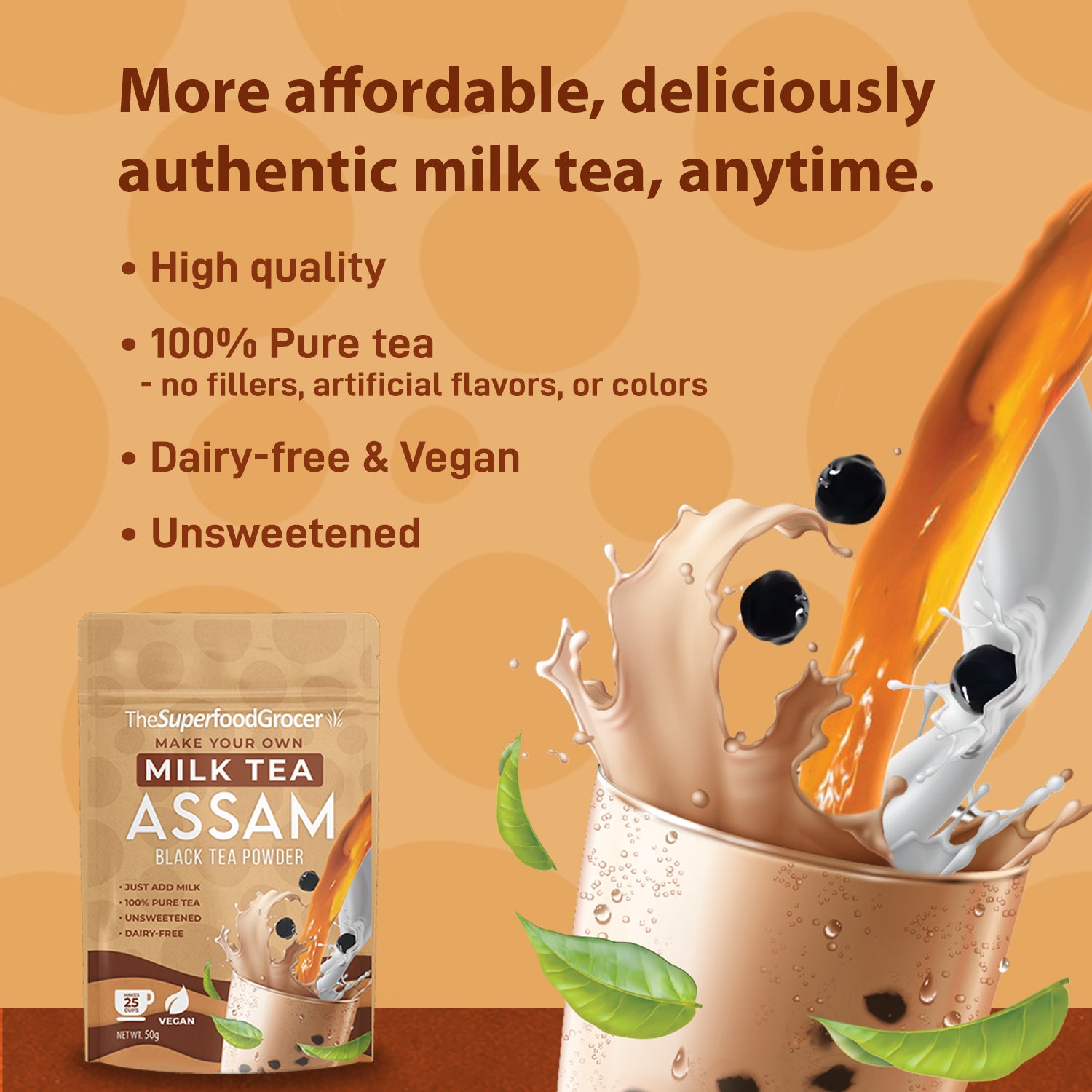 Assam Black Tea Powder for Milk Tea 50g
